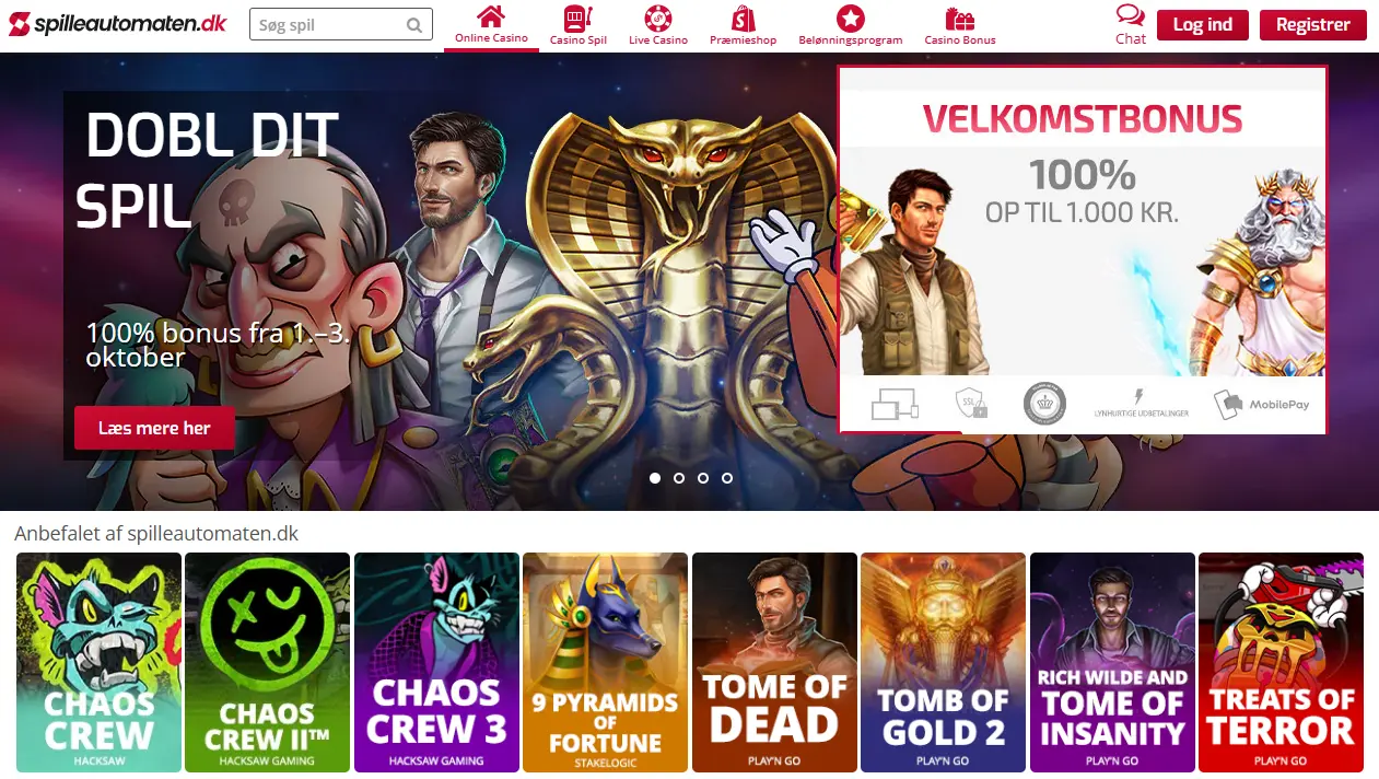 Spilleautomaten.dk bedste mobil casino